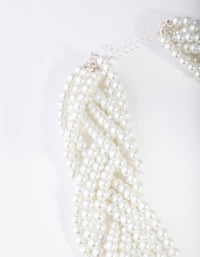 Silver Pearl Bead Plait Necklace - link has visual effect only