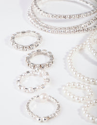 Silver Diamante & Pearl Bracelet & Ring Pack - link has visual effect only