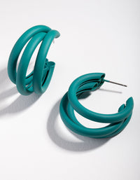 Matte Green Triple Hoop Earrings - link has visual effect only