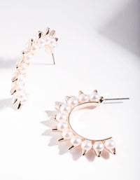 Rose Gold Pearl Spike Hoop Earrings - link has visual effect only