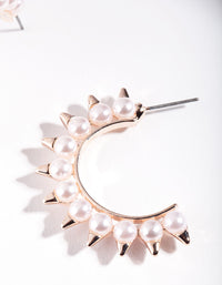 Rose Gold Pearl Spike Hoop Earrings - link has visual effect only