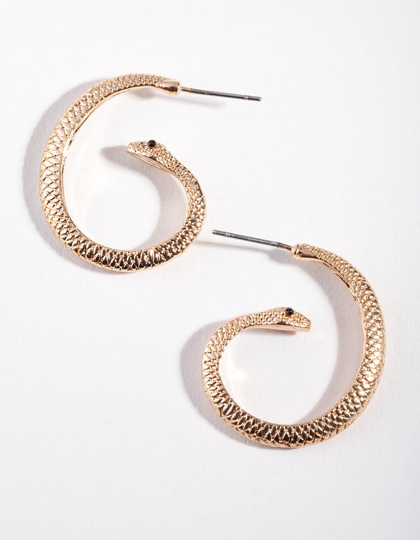 Gold Spiral Open Hoop Earrings