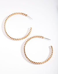 Gold Curb Chain Open Hoop Earrings - link has visual effect only