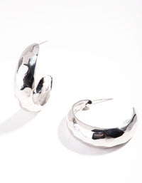 Silver Hammered Open Hoop Earrings - link has visual effect only