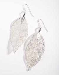 Silver Leaf Stamp Drop Earrings - link has visual effect only