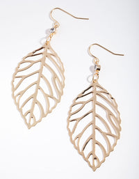 Gold Diamante Cut-Out Leaf Earrings - link has visual effect only