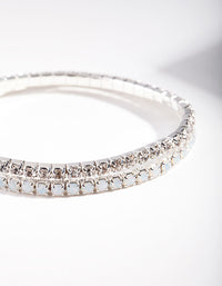 Silver White Diamante Bracelet Set - link has visual effect only