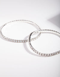 Silver White Diamante Bracelet Set - link has visual effect only