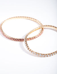 Gold Pink Multi Diamante Bracelet Set - link has visual effect only