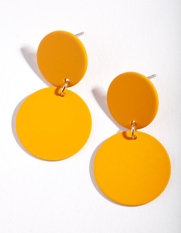 Orange Matte Double Disc Earrings