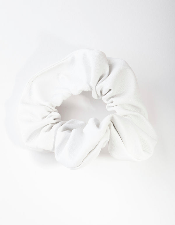 White Leatherette Scrunchie