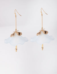 Gold Blue Frosted Flower Drop Earrings - link has visual effect only