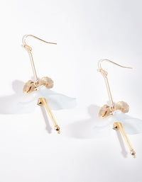 Gold Blue Frosted Flower Drop Earrings - link has visual effect only