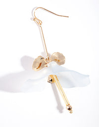 Gold Blue Frosted Flower Drop Earrings - link has visual effect only