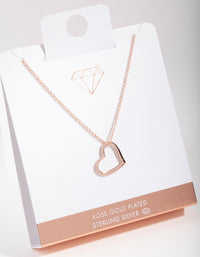 Rose Gold Plated Sterling Silver Open Heart Necklace - link has visual effect only