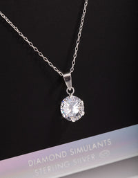 8mm Round Diamond Simulant Pendant Necklace - link has visual effect only