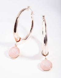 Rose Gold Centre Rose Quartz Hoop Earrings - link has visual effect only