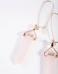 Rose Gold Open Wire Rose Quartz Stone Hoop Earrings - link has visual effect only