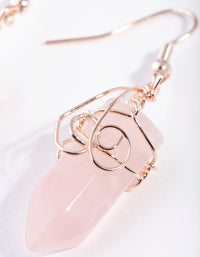 Rose Gold Coil Wrap Rose Quartz Earrings - link has visual effect only