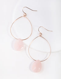 Rose Gold Rose Quartz Teardrop Stone Earrings - link has visual effect only