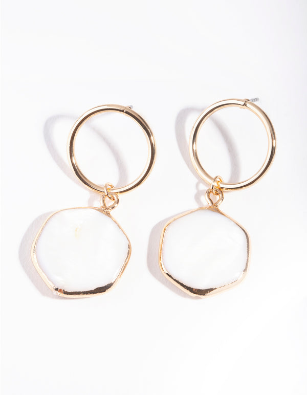 Gold Hexagon Shell Earrings