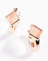 Gold Pink Rose Quartz Huggie Earrings - link has visual effect only