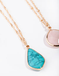 Gold Rose Quartz, Amethyst, Turquoise Necklace Stack - link has visual effect only