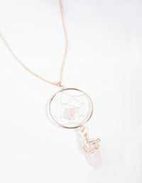 Rose Gold Rose Quartz Dreamcatcher Necklace - link has visual effect only