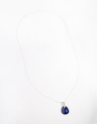 Sterling Silver Faceted Lapis Pendant Necklace - link has visual effect only