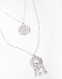 Silver Triple Row Dreamcatcher Moonstone Necklace - link has visual effect only