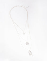 Silver Triple Row Dreamcatcher Moonstone Necklace - link has visual effect only