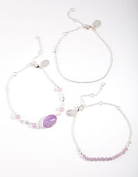 Silver Mixed Amethyst Anklet Pack - link has visual effect only