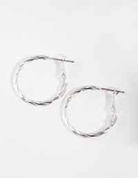 Silver Small Texture Wrapped Hoop Earrings - link has visual effect only