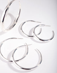 Silver Polished Hoop Earring Pack - link has visual effect only