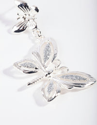 Silver Glitter Butterfly Drop Earrings - link has visual effect only