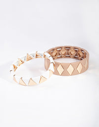 Gold Neutral Geometric Stretch Bracelet 2 Pack - link has visual effect only