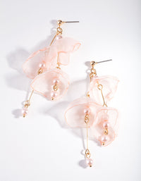 Rose Gold Pink Fabric Flower Earrings - link has visual effect only