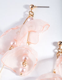 Rose Gold Pink Fabric Flower Earrings - link has visual effect only