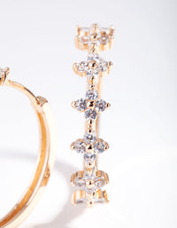 Gold Cubic Zirconia Mini Flower Hoop Earrings - link has visual effect only