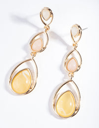 Gold Neutral Pink Teardrop Double Earrings - link has visual effect only