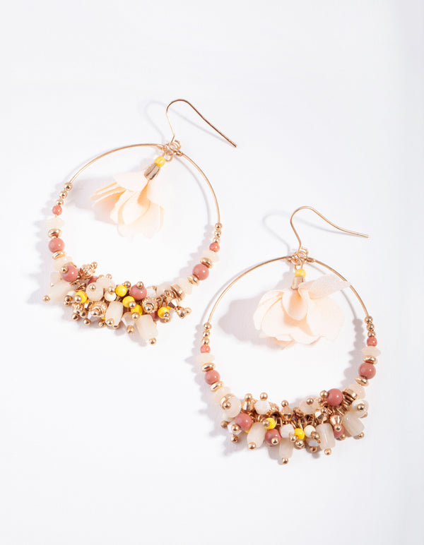 Gold Flower Centre Disc Earrings