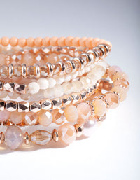 Rose Gold Peach Faceted Bead Bracelet Pack - link has visual effect only