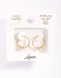 Gold Plated Sterling Silver Star Thread Through Hoop Earrings - link has visual effect only