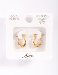 Gold Plated Sterling Silver Mini Twist Creole Hoop Earrings - link has visual effect only