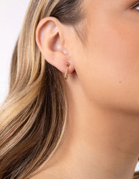 Gold Plated Sterling Silver Mini Twist Creole Hoop Earrings - link has visual effect only