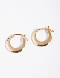 Gold Plated Sterling Silver Sleek Wide Creole Hoop Earrings - link has visual effect only