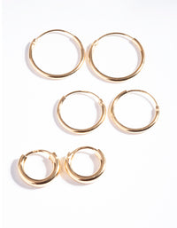 Gold Plated Sterling Silver Mix Thick Hoop Earring Pack - link has visual effect only