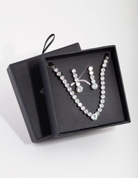 Diamond Simulant Tennis Earrings & Necklace Set - link has visual effect only