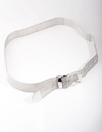 Silver Wide Chain Mesh Belt - link has visual effect only