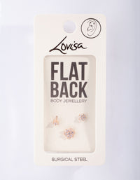 Rose Gold Surgical Steel Fine Flower Flat Back Pack - link has visual effect only